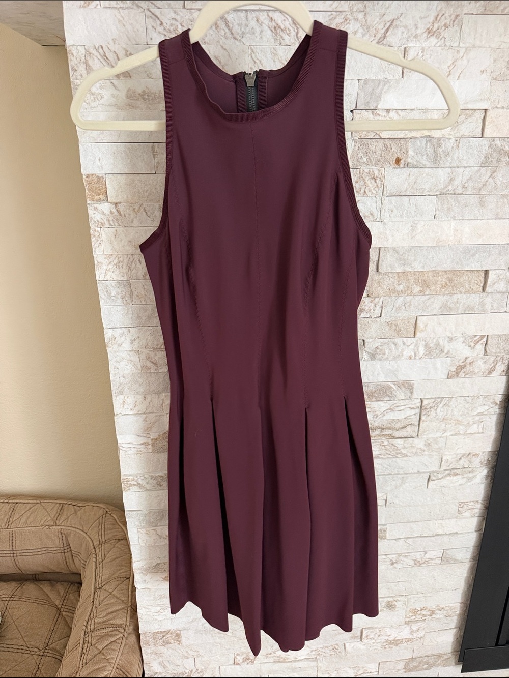 lululemon athletica Sleeveless Pleated Fit & Flare Dress in Wine